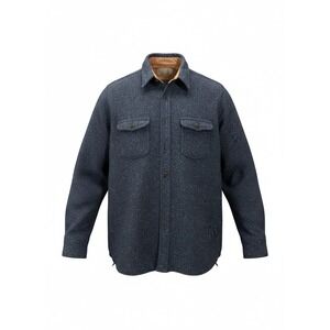 Left Field NYC Type LF1 Irish Tweed Wool Silk Work Shirt Blue Flecked Mens XL